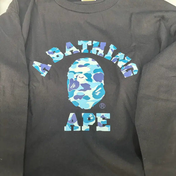 [BUNJANG] BAPE ABC Camo College Long Sleeve T-Shirt Black Blue 2XL / 베이프 ABC 카모 컬리지 롱슬리브 티셔츠 블랙 블루 2XL