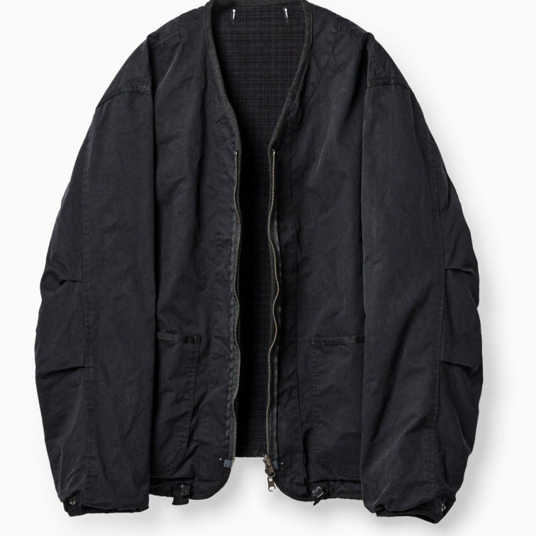 [BUNJANG] Years Ago Washed Reversible Zip Collarless Jacket Black/Check Black / [새상품]이얼즈어고 워시드 리버시블 집 카라리스 자켓 블랙/체크블랙 1사