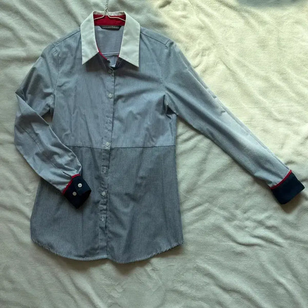 [BUNJANG] La Saluzia Blue Stripe Shirt / 최여진 La Saluzia 파란 스트라이프 셔츠