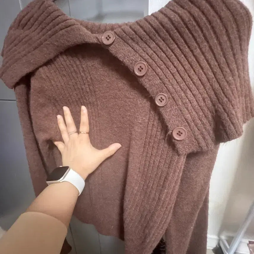 [BUNJANG] Ribbed Knit Cardigan Brown (New) / 골지 니트 가디건 브라운 (새상품)