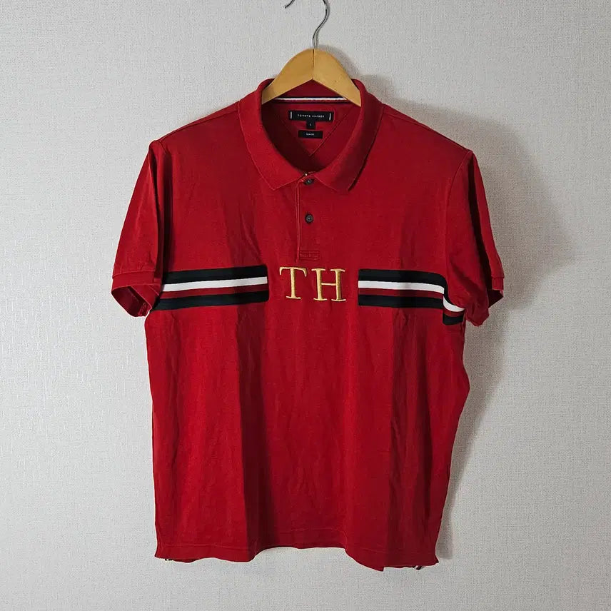 [BUNJANG] Tommy Hilfiger Soft Cotton Polo T-Shirt Red L / 타미힐피거 폴로 반팔 카라티 피케티 소프트코튼 TH 레드 L