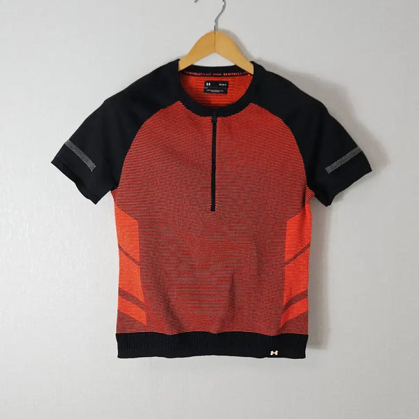 [BUNJANG] Under Armour Men's Polo Knit Short Sleeve Half Zip Compression Tight Fit Top M / 언더아머 폴로 니트반팔 하프집업 헬스 컴프레션 타이트핏M (거의새상품)