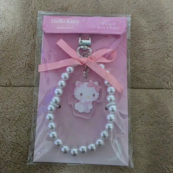 [BUNJANG] Hello Kitty Balletcore Pearl Charm Keychain / 헬로키티 발레코어 진주 키링