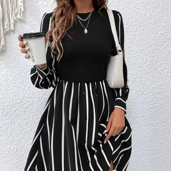 [BUNJANG] Black Stripe Midi Dress / 블랙 스트라이프 미디 원피스