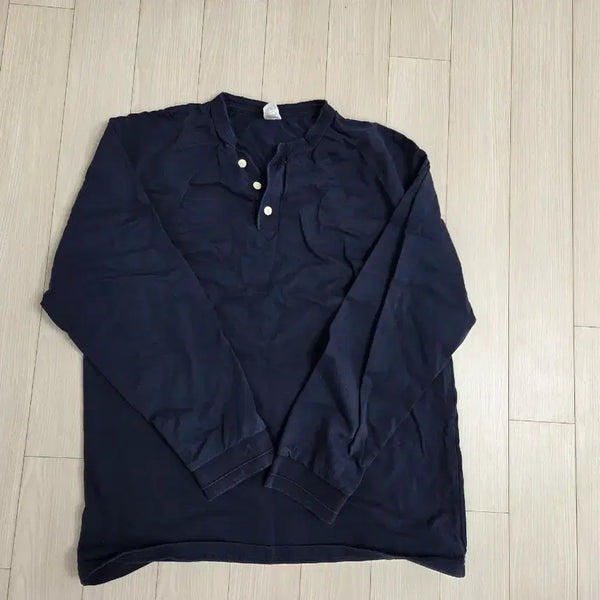 [BUNJANG] Bronson Henley Neck T-Shirt Navy & Dark Grey (2XL) / 브론슨 헨리넥 2xl 사이즈 네이비 다크그레이 2벌