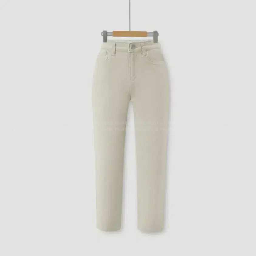 [BUNJANG] Light Yellow Cotton Pants with Full Elastic Waistband and Straight Fit / 연노랑 스판 전체밴딩 일자핏 코튼 팬츠