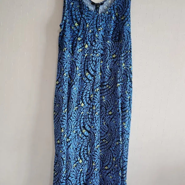[BUNJANG] Valencia Blue Pattern Sleeveless Maxi Dress / 발렌시아 블루 패턴 롱 슬리브리스 원피스66