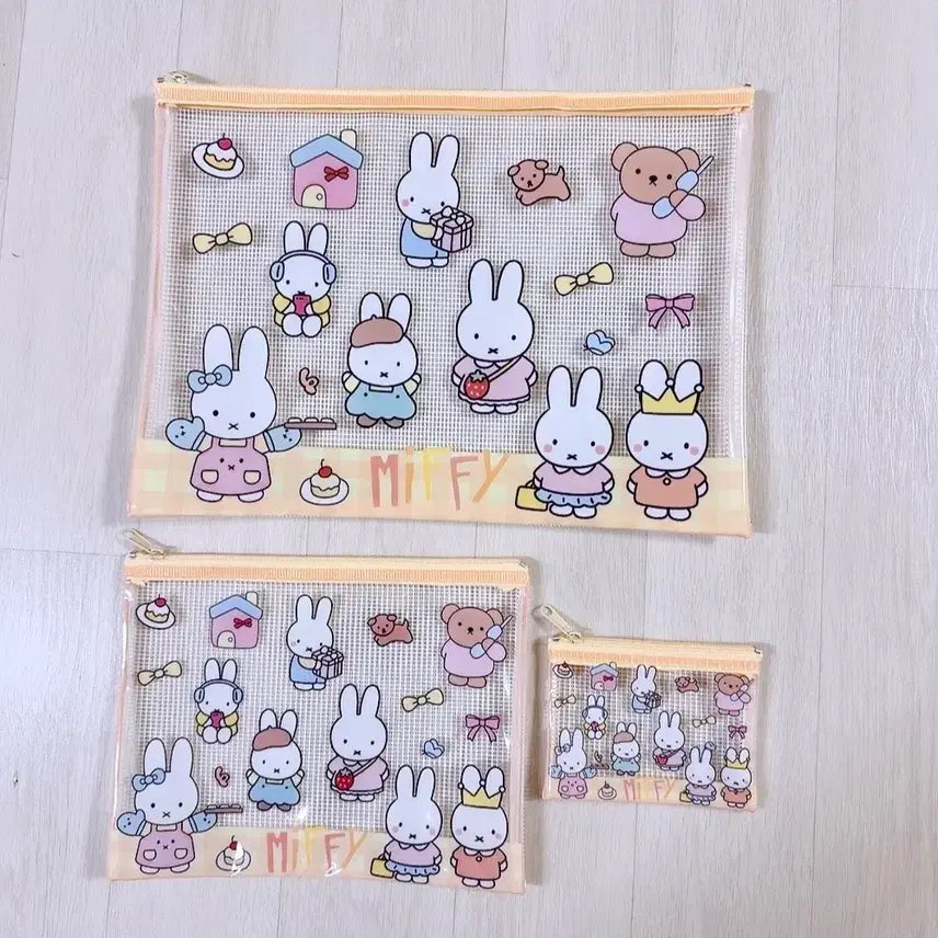 [BUNJANG] Miffy PVC Transparent Pouch Set (3 Sizes) / 미피 PVC 투명 파우치 3종세트 / 새상품