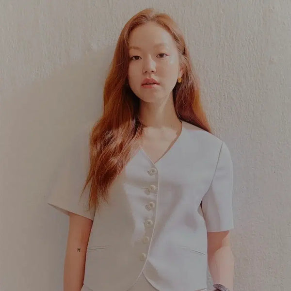 [BUNJANG] Your Name Here Ivory Short-Sleeve Jacket (M) / 유어네임히얼 아이보리 반팔 자켓 M 새상품