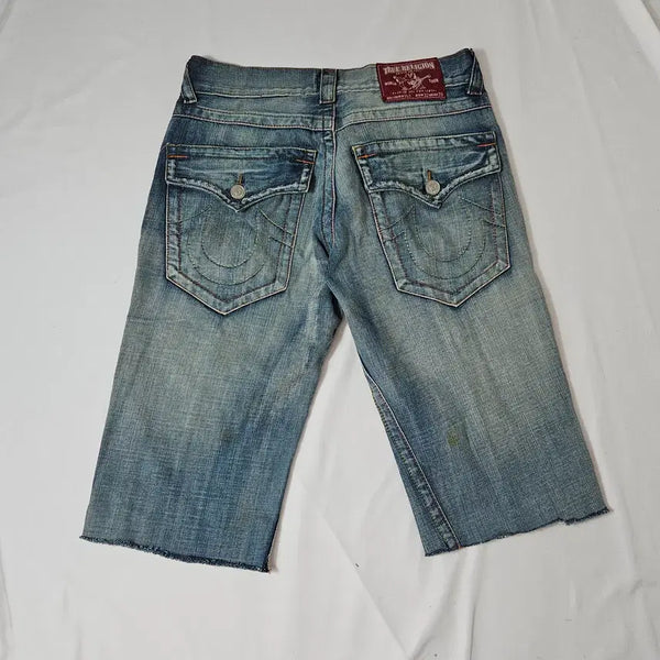 [BUNJANG] True Religion 853 Cutting Denim Shorts Bermuda 32 / 트루릴리전 853 커팅 데님쇼츠 숏팬츠 버뮤다 반바지 32