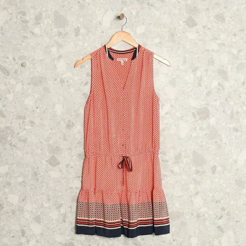 [BUNJANG] Juicy Couture Silk Abstract Pattern Drop Waist Mini Dress / 주시꾸뛰르 실크 추상패턴 드롭웨이스트 미니원피스
