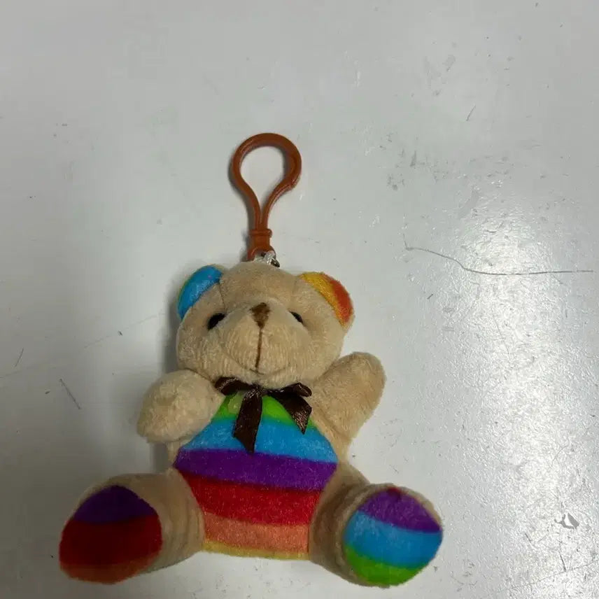 [BUNJANG] Rainbow Bear Plush Keychain / 무지개 곰돌이 인형 키링