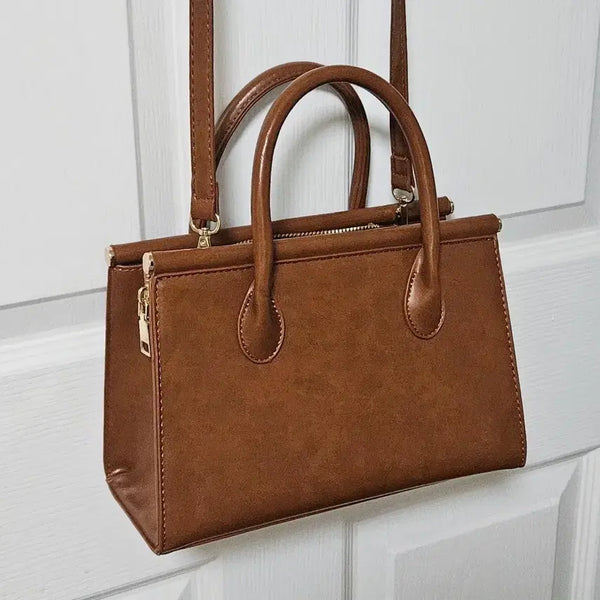 [BUNJANG] Brown Square Tote Bag Shoulder Bag Crossbody Bag / 브라운 사각 토트백 숄더백 크로스백 빈티지 갈색 가방핸드백