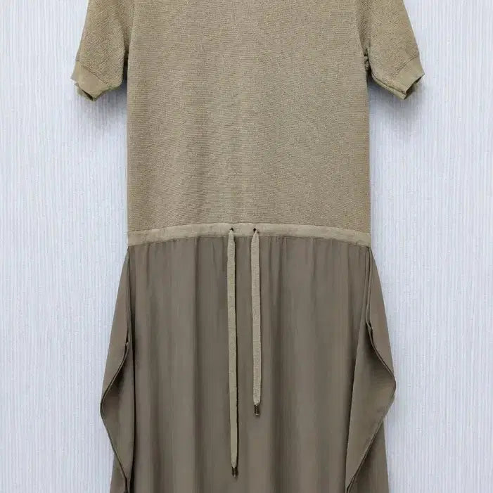 [BUNJANG] SJ Hooded Knit Color-Block Long Dress Khaki / 정찰가)SJ SJ 후드 반팔 원피스 카키 90사이즈