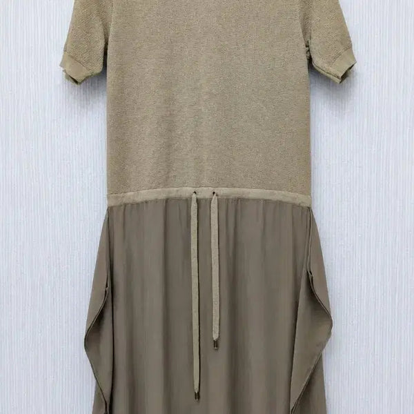 [BUNJANG] SJ Hooded Knit Color-Block Long Dress Khaki / 정찰가)SJ SJ 후드 반팔 원피스 카키 90사이즈