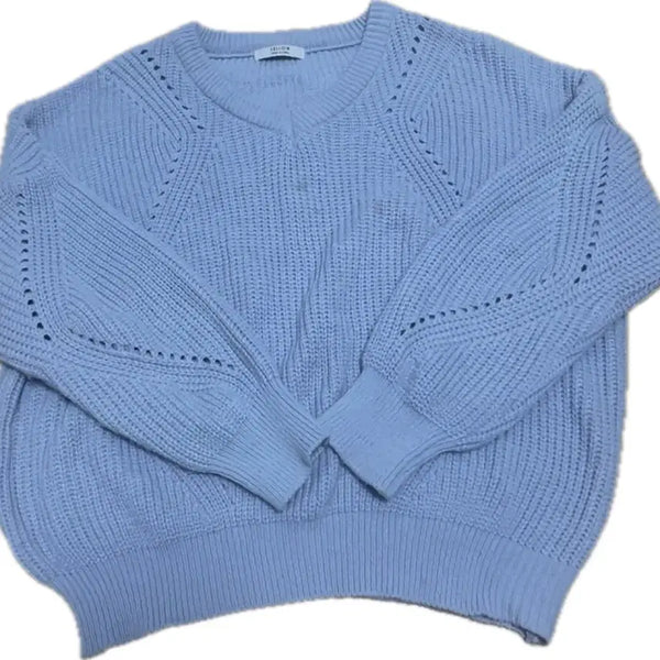 [BUNJANG] Sky Blue V-Neck Knit Sweater / 소라색 브이넥 니트
