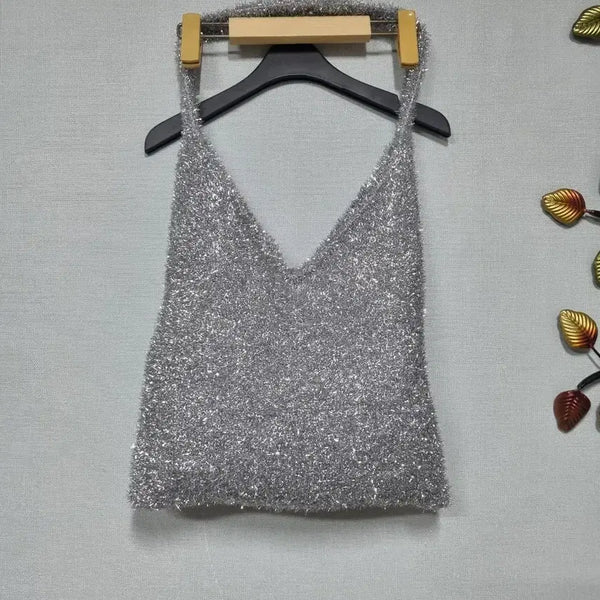 [BUNJANG] Silver Glitter Eco Bag with Snap Closure / 은색 빤짝이 에코백 똑딱이있음가로 30세로35