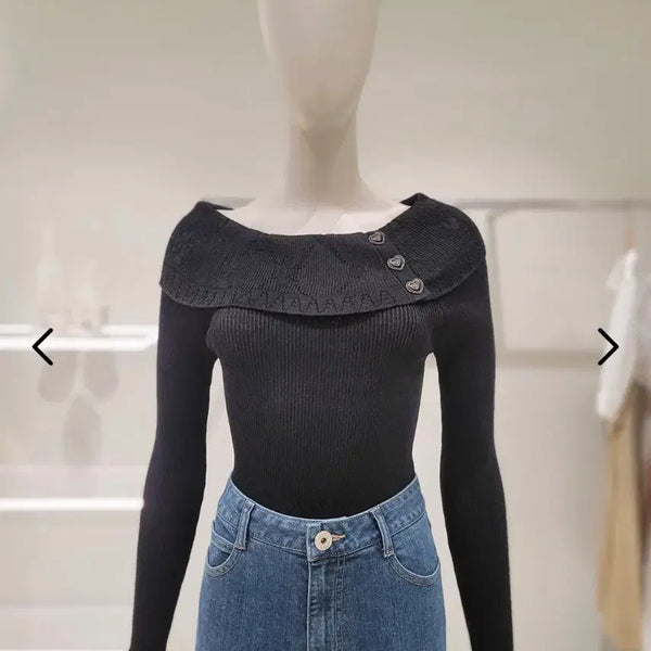 [BUNJANG] DEWL Off-Shoulder Knit Black / 듀엘 오프숄더 니트 블랙 새상품