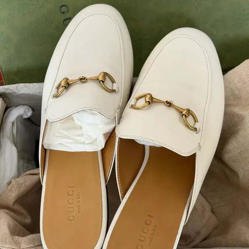 [BUNJANG] Gucci Princetown Leather Mule Slippers White / 240 37 새상품 구찌 프린스타운 레더 슬리퍼 화이트 뮬