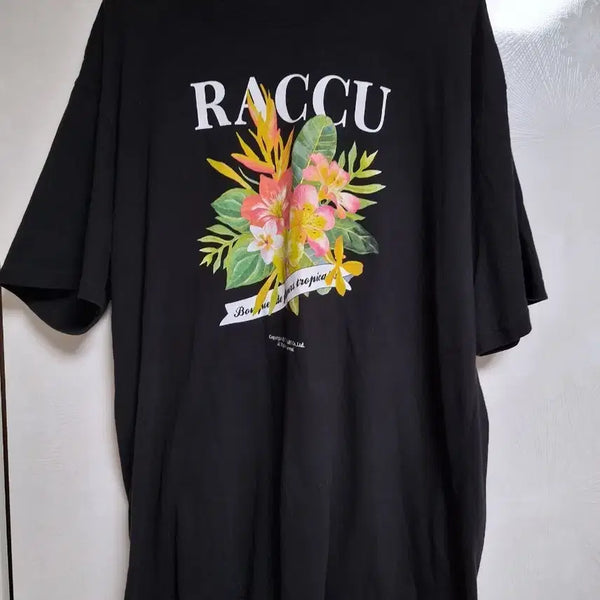 [BUNJANG] RACCIU Flower Printing Short Sleeve T-Shirt Black XL / RACCIU 플라워 프린팅 반팔 티셔츠 블랙.  XL