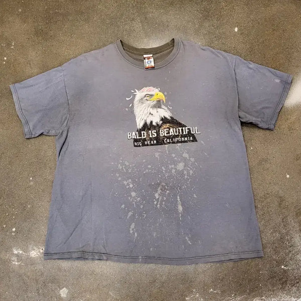[BUNJANG] Vintage USA Bald Eagle Printing T-Shirt / 미국 빈티지 독수리 프린팅 티셔츠 BALD IS BEAUTIFUL