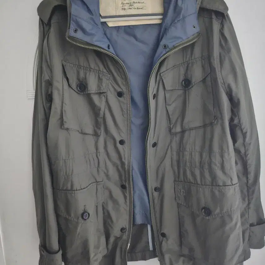 [BUNJANG] Hazzys Khaki Hooded Field Jacket / 헤지스 후드 야상 점퍼 카키색