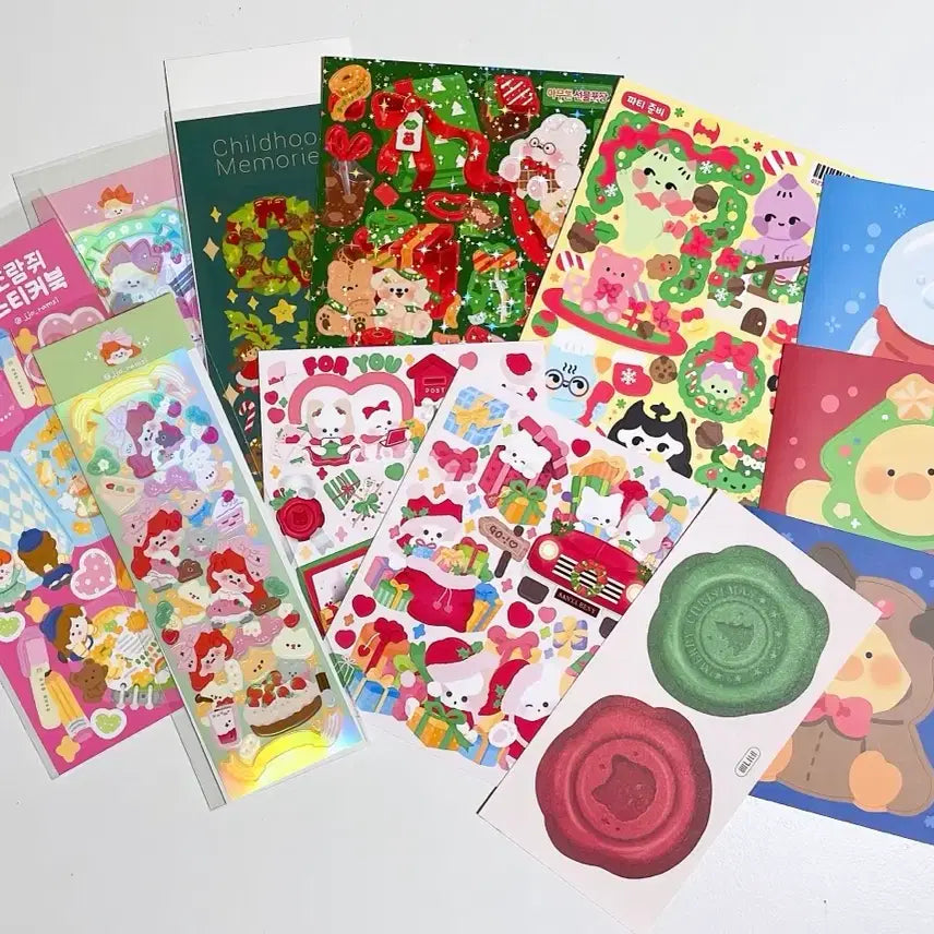 [BUNJANG] Christmas Sticker Bundle Set (Hiya, Childhood Memories, Pokpok, Jioksangjeom, Benine, Jjoramji) / 크리스마스 히야네 폭폭이 지옥상점 베니네 쪼람쥐 스티커