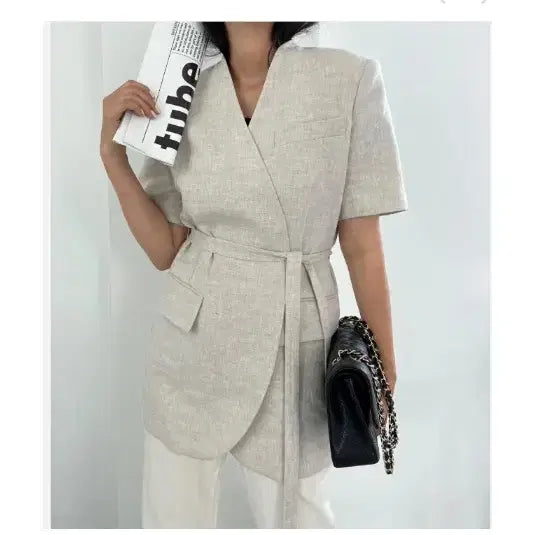 [BUNJANG] CALIN Linen Belted Jacket / CALIN 칼린 깔랑 린넨 벨티드 자켓 프리 사이즈