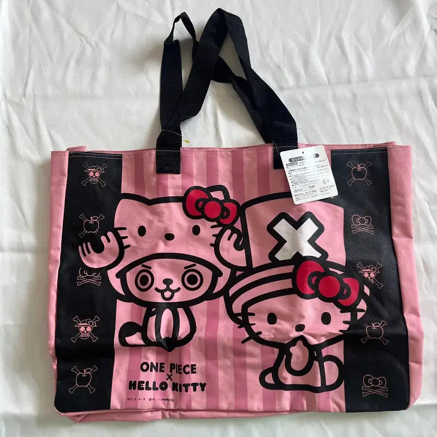 [BUNJANG] Classic Hello Kitty x Chopper Collaboration Tote Bag / 고전키티 쵸파 원피스 콜라보 빅 토트백 가방 에코백