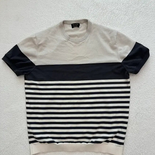 [BUNJANG] Massimo Dutti Striped Short Sleeve Knit / 마시모두띠 스트라이프 반팔 니트