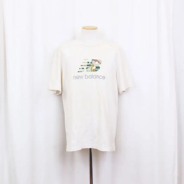 [BUNJANG] New Balance Men's White Round Neck Short Sleeve T-Shirt (105) / [정품] 뉴발란스 남성 화이트 라운드넥 반팔 티셔츠 (105) 상상샵