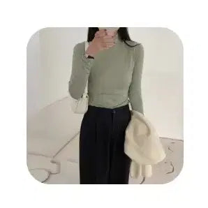 [BUNJANG] Mint Turtleneck Fleece Long-Sleeve T-Shirt / (1회 착용) 민트색 목폴라 기모 긴팔 티셔츠