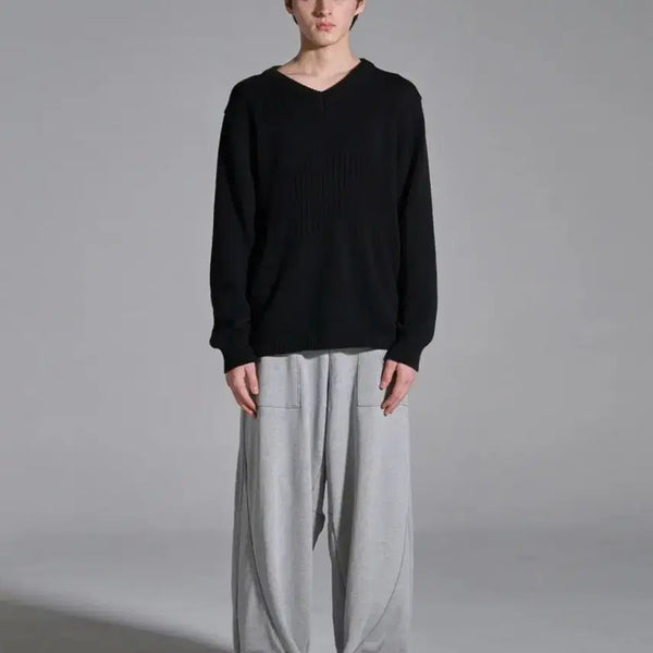 [BUNJANG] Noun Wide Sweatpants Mélange Grey Size 1 / 노운 와이드 스웻팬츠 멜란지그레이 1사이즈