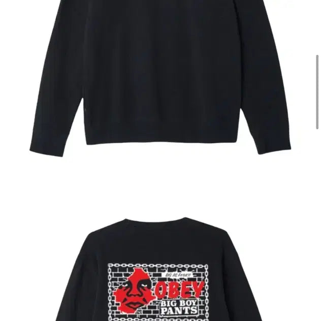 [BUNJANG] OBEY Big Boy Pants Basic Crewneck Black / 오베이 빅 보이 팬츠 베이직 크루넥 블랙