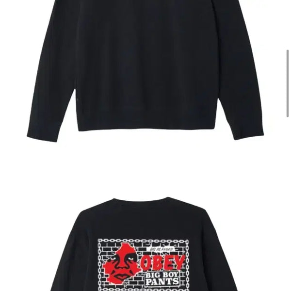 [BUNJANG] OBEY Big Boy Pants Basic Crewneck Black / 오베이 빅 보이 팬츠 베이직 크루넥 블랙