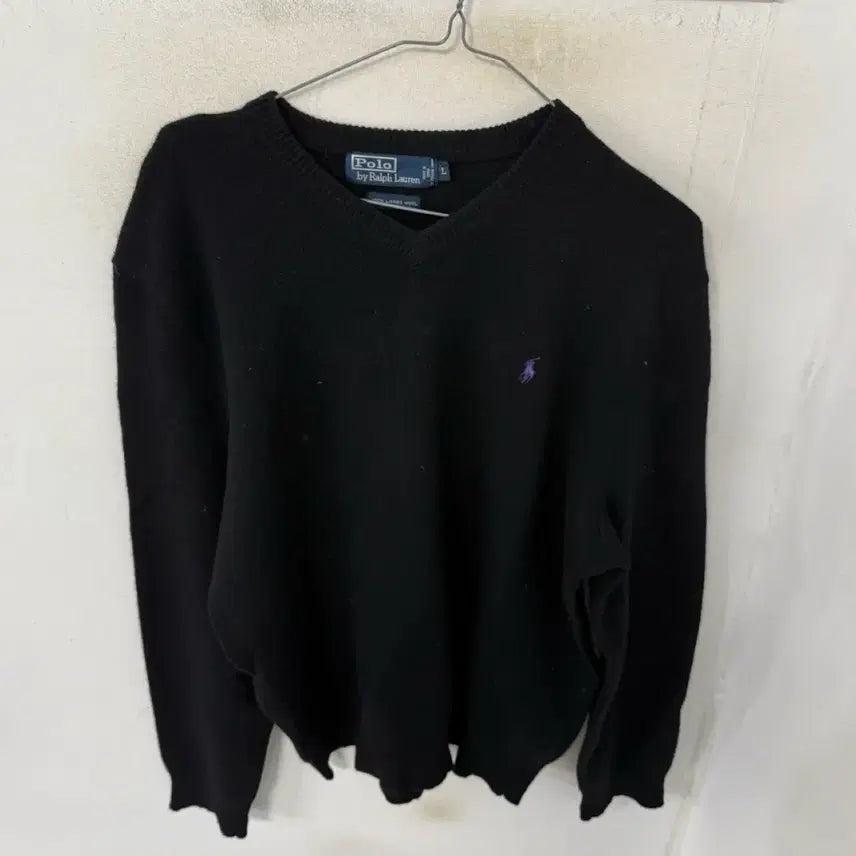 [BUNJANG] Polo Ralph Lauren Black V-Neck Knit Sweater / 폴로 랄프로렌 블랙 브이넥 니트