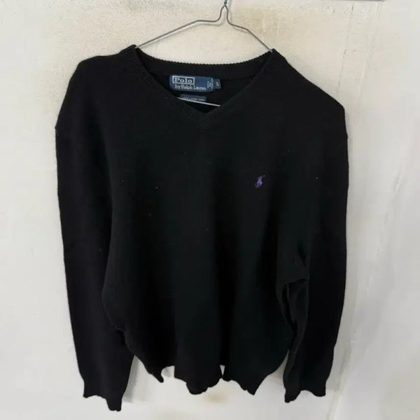 [BUNJANG] Polo Ralph Lauren Black V-Neck Knit Sweater / 폴로 랄프로렌 블랙 브이넥 니트