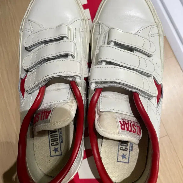 [BUNJANG] Converse One Star Japan V3 Velcro Leather Sneakers White Red / 컨버스 원스타 재팬 v-3 밸크로 레더 화이트 레드