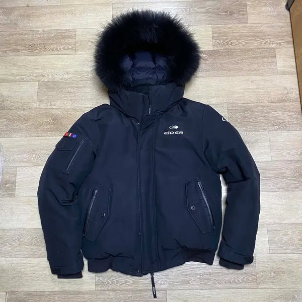 [BUNJANG] Eider Black Hooded Padded Jumper with Fur / 아이더 블랙 패딩 점퍼 후드 퍼 교신