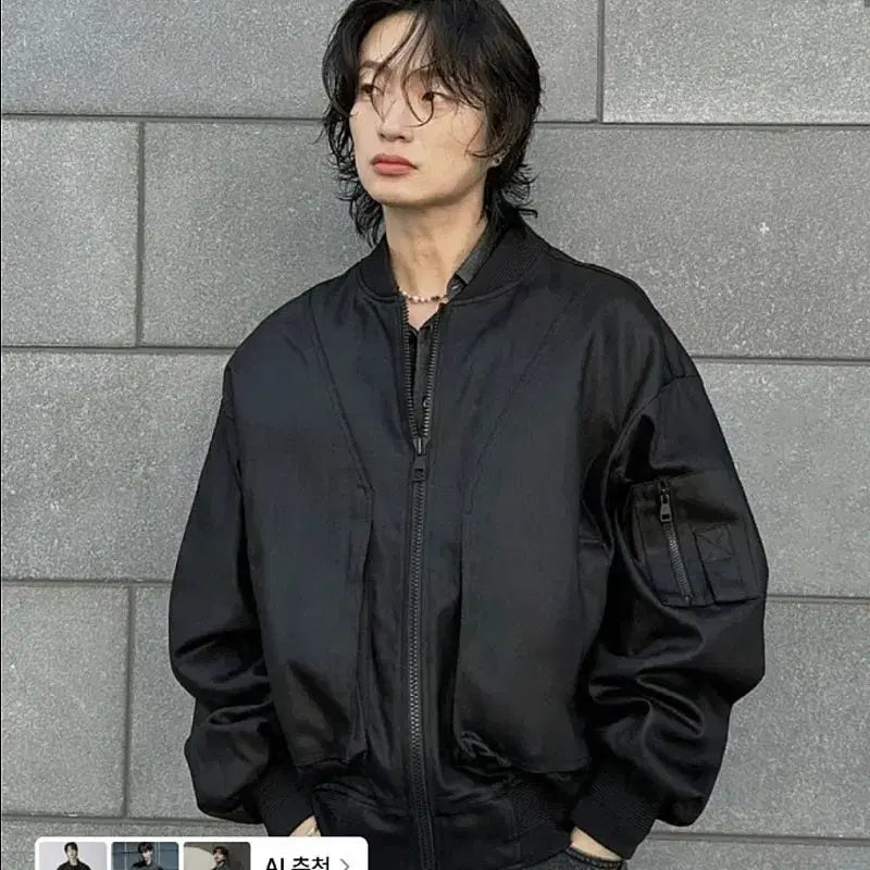 [BUNJANG] Maison Mined Black Oversized MA-1 Bomber Jacket / 메종미네드 블랙 오버핏 MA-1 봄버 자켓