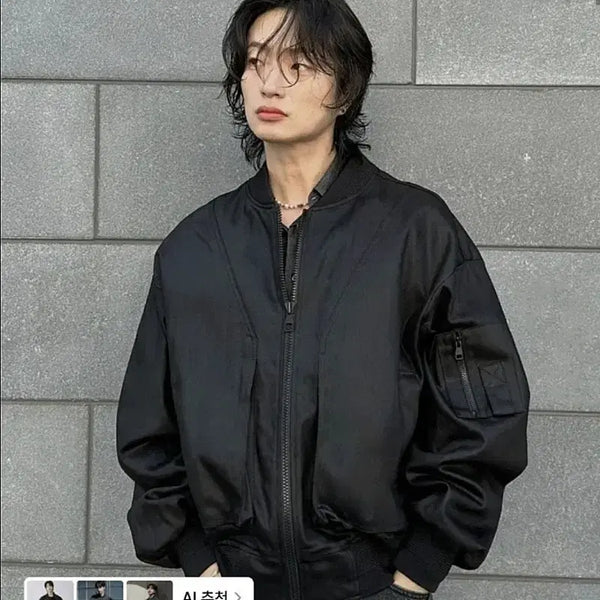 [BUNJANG] Maison Mined Black Oversized MA-1 Bomber Jacket / 메종미네드 블랙 오버핏 MA-1 봄버 자켓