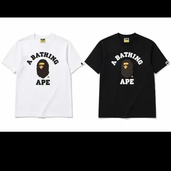 [BUNJANG] BAPE Short Sleeve T-Shirt Black/White / BAPE 베이프 반팔 티셔츠 블랙 XL, 화이트 XXL