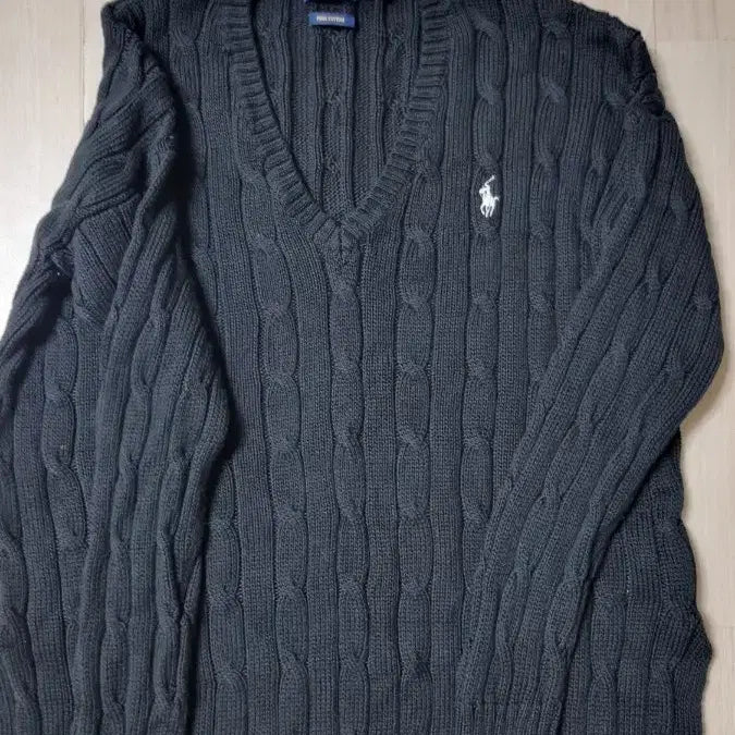 [BUNJANG] Polo Ralph Lauren Black Cable Knit V-Neck Sweater / 폴로랄프로렌 브이넥 니트
