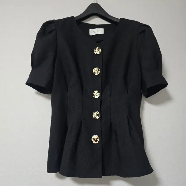 [BUNJANG] Modern Black Puff Short Sleeve Blouse & Jacket / 모던한 블랙 퍼프 반팔 블라우스&자켓F