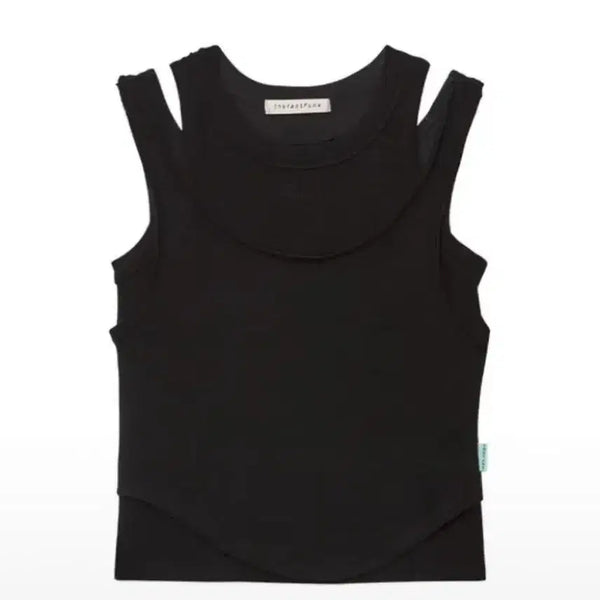 [BUNJANG] Instant Funk Layered Sleeveless Black / 인스턴트펑크 레이어드 슬리브리스
