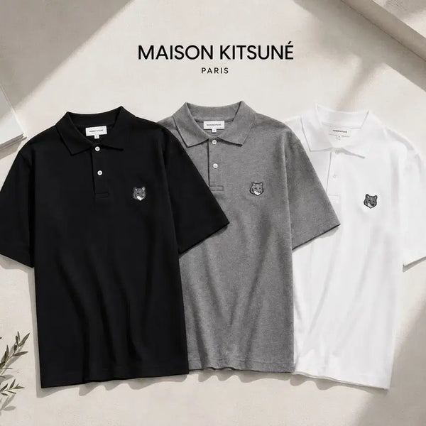 [BUNJANG] Maison Kitsuné Grey Fox Patch Polo T-Shirt / (정품 무료배송) 메종 그레이폭스 카라반팔티