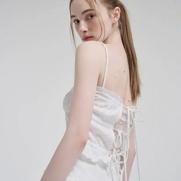 [BUNJANG] Etmon White Strap Corset Camisole Blouse / 에트몽 화이트 스트랩 나시 코르셋 블라우스