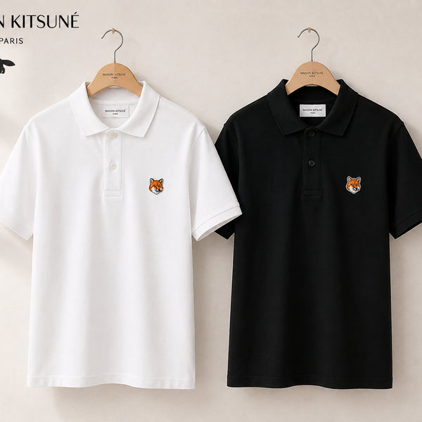 [BUNJANG] Maison Kitsuné Yellow Fox Patch Pique Polo T-Shirt / (정품 무료배송) 메종 옐로우폭스 카라반팔티