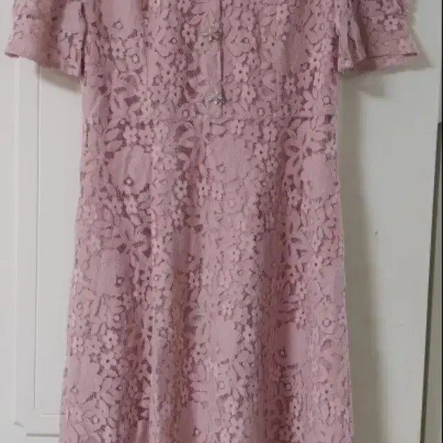 [BUNJANG] Pink Lace Cubic Long Dress / 새상품 핑크 레이스 큐빅 롱원피스