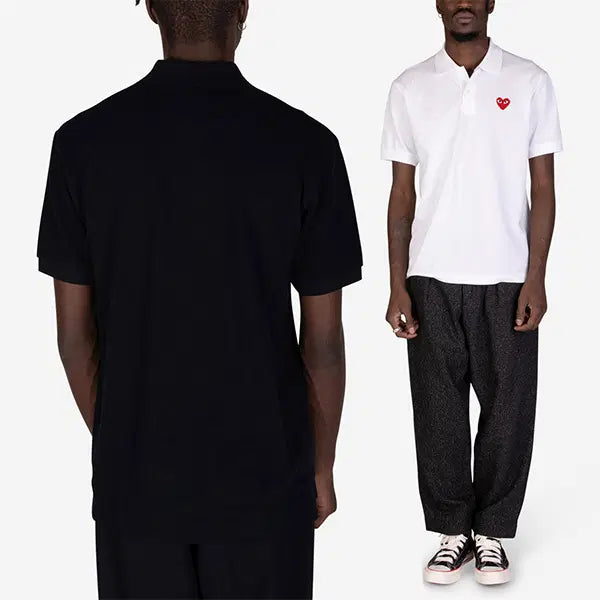 [BUNJANG] Comme des Garçons Red Heart Logo Polo Shirt / (정품 무료배송) 꼼데 레드와펜 카라티